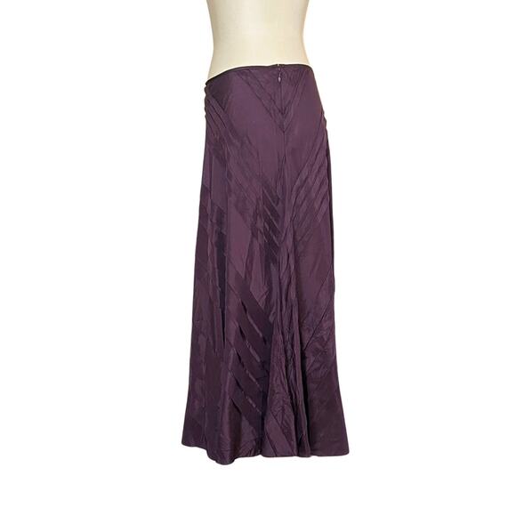 Vintage Y2K pureDKNY Silk Bias Cut Skirt Purple Pleated Panels Size 4 - Picture 4 of 9